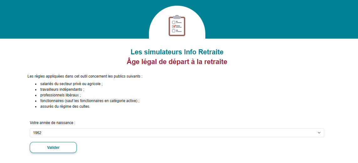 Simulateur de départ anticipé pour handicap simulateur d'âge légal de départ a la retraite